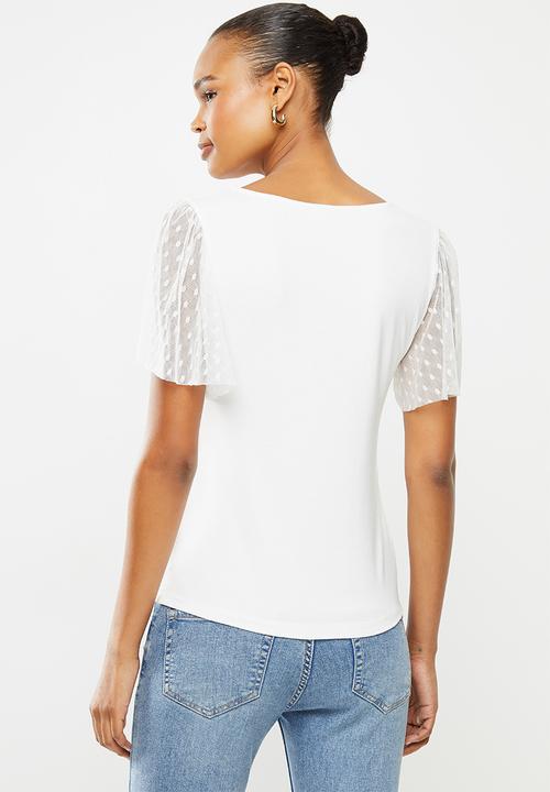 edit - Conscious mesh inset sleeve tee - milk