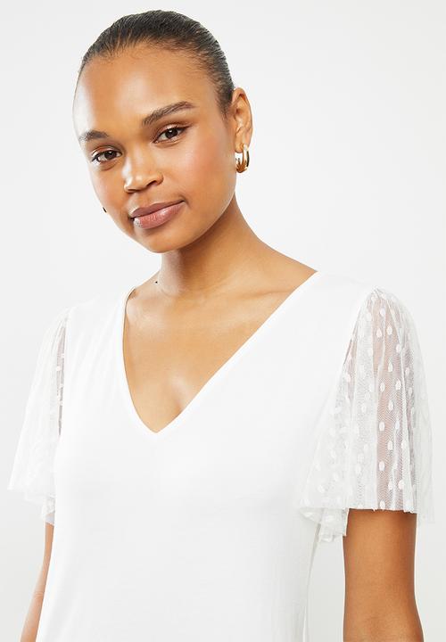 edit - Conscious mesh inset sleeve tee - milk