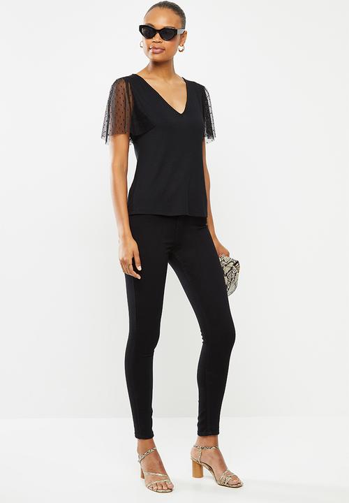 edit - Conscious mesh inset sleeve tee - black