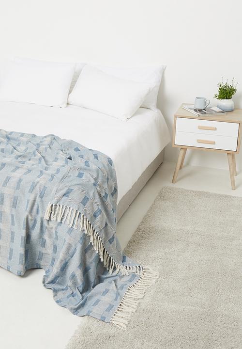 H&S - Block cotton throw - blue