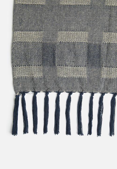 H&S - Block cotton throw - navy