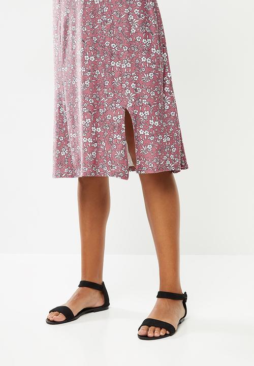 edit - Curved waist midi dress - dusty pink