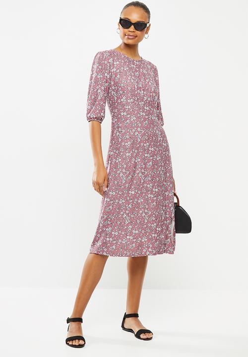 edit - Curved waist midi dress - dusty pink