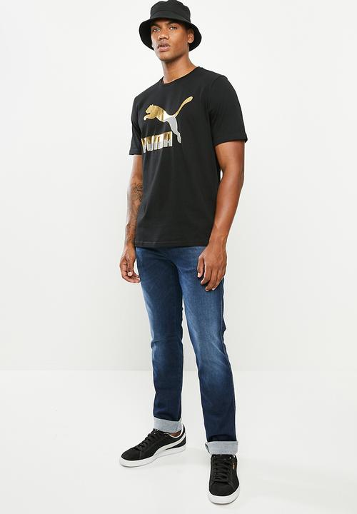 PUMA - Classics logo tee - black & gold