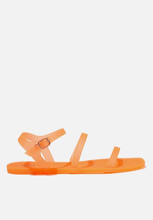 neon orange flip flops