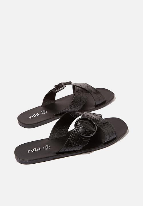 Cotton On - Freya xover buckle slide - black