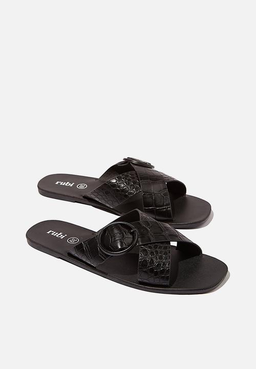 Cotton On - Freya xover buckle slide - black