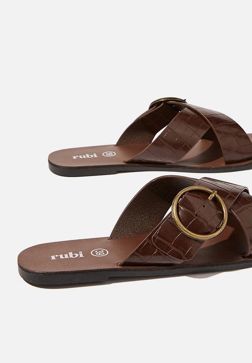Cotton On - Freya xover buckle slide - choc