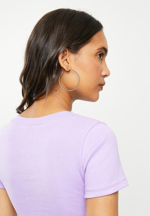 Blake - Ribbed fitted crop tee - lilac