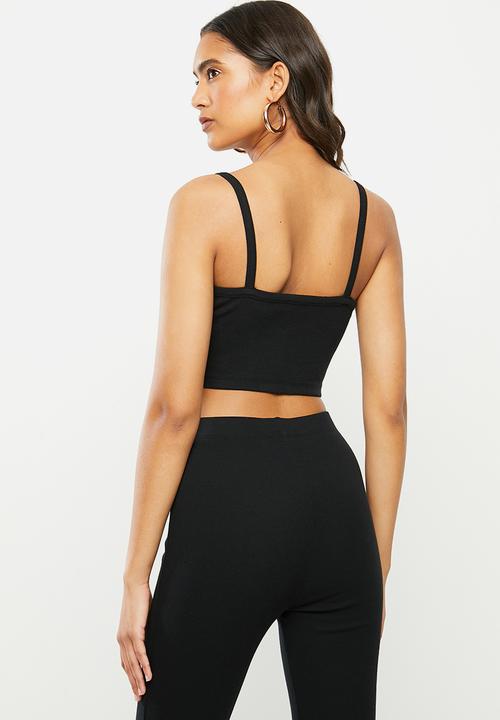 Blake - Ribbed cami crop top - black