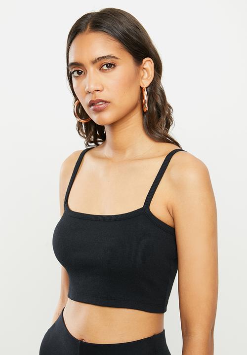 Blake - Ribbed cami crop top - black
