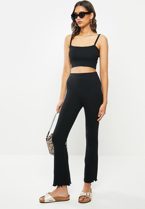 Blake - Ribbed cami crop top - black