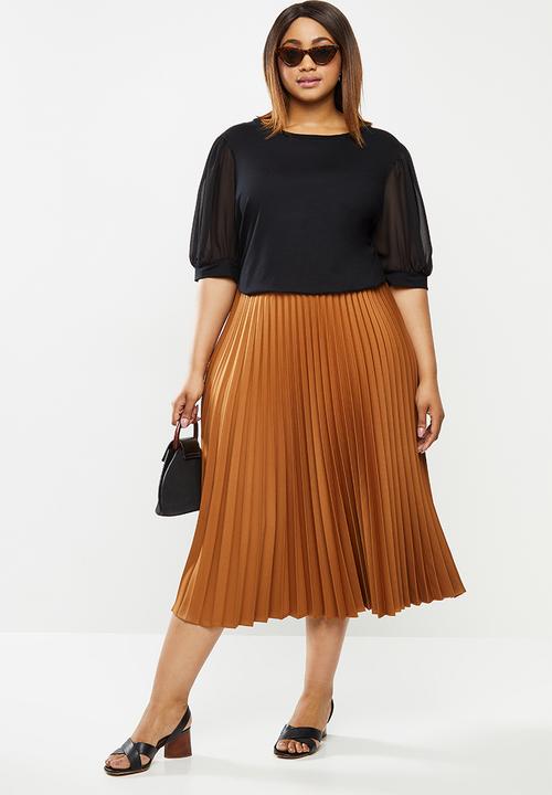 edit Plus - Conscious chiffon inset sleeve tee - black