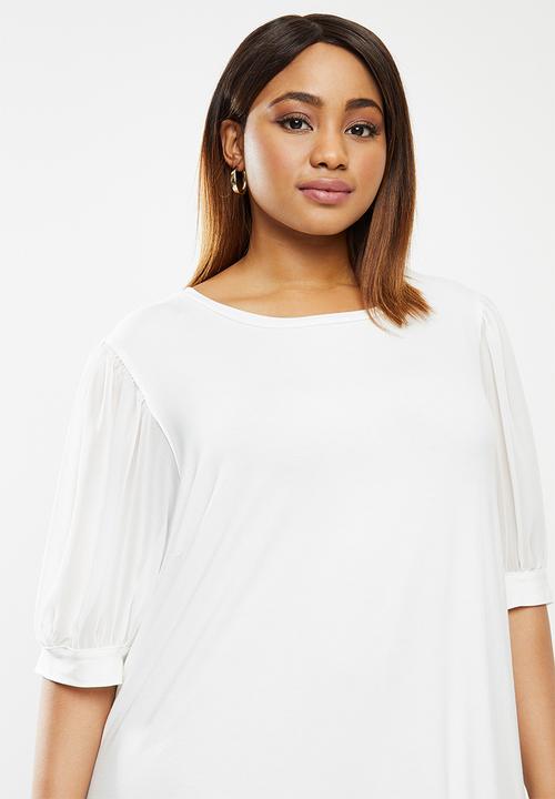 edit Plus - Conscious chiffon inset sleeve tee - white 