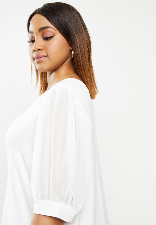 edit Plus - Conscious chiffon inset sleeve tee - white 