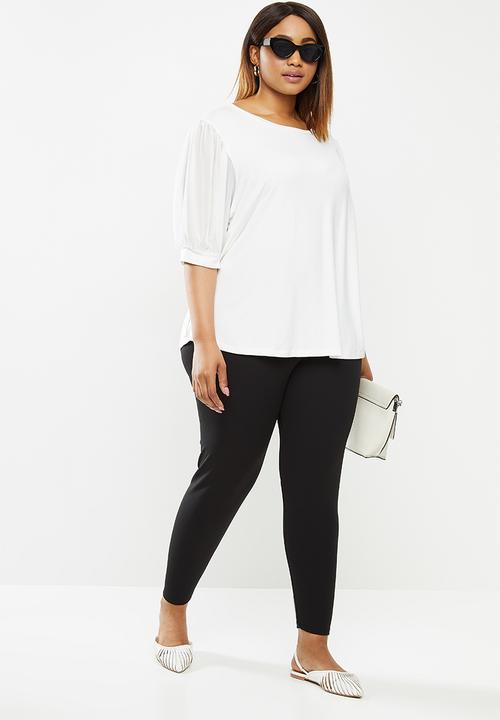 edit Plus - Conscious chiffon inset sleeve tee - white 