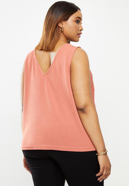 edit Plus - V-neck textured vest - rust