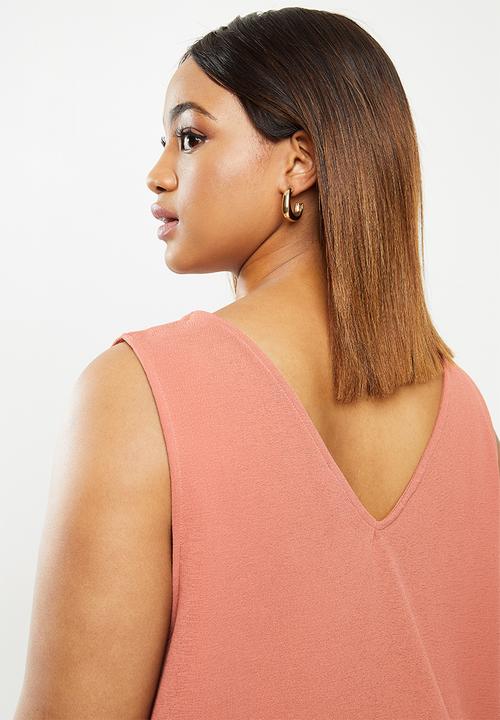 edit Plus - V-neck textured vest - rust