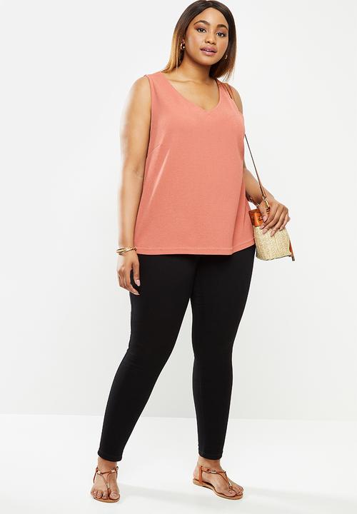 edit Plus - V-neck textured vest - rust