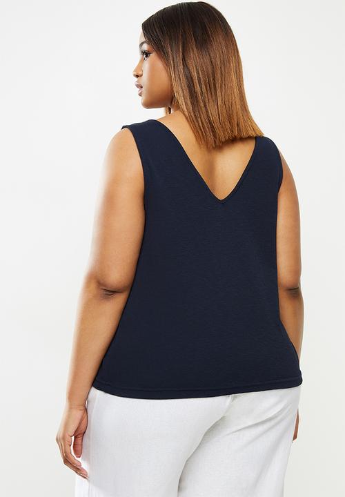 edit Plus - V-neck textured vest - navy