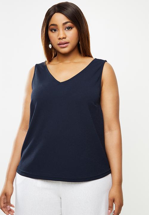 edit Plus - V-neck textured vest - navy