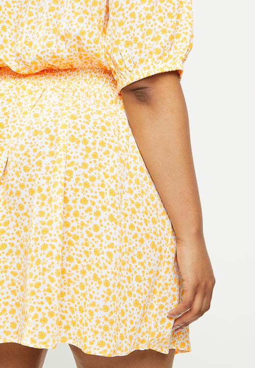 Cotton On - Curve woven miranda mini tea dress - yellow & white