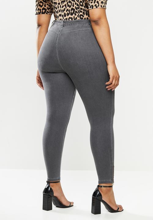 Missguided - Plus lawless high waisted ankle zip jeans - grey