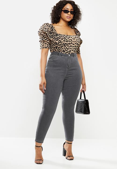 Missguided - Plus lawless high waisted ankle zip jeans - grey
