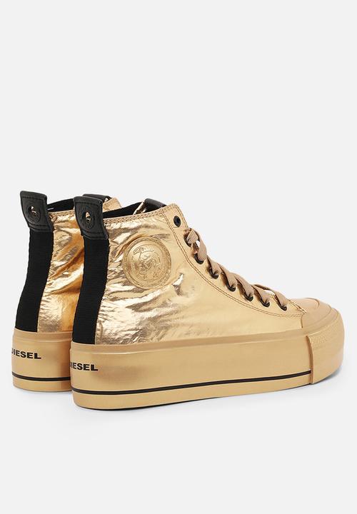 Diesel  - S-astico mc wedge sneakers - gold