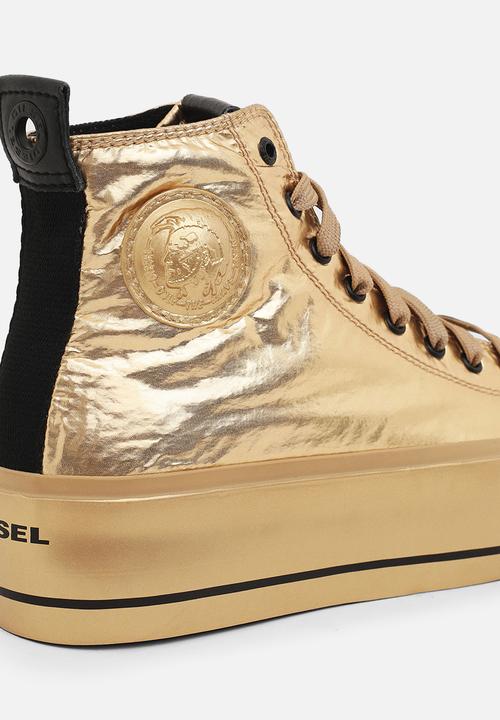 Diesel  - S-astico mc wedge sneakers - gold