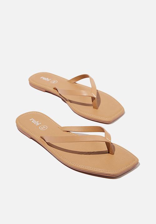 Cotton On - Everyday stella square toe thong - camel 