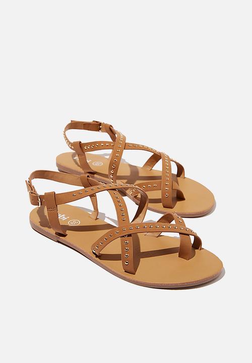 Cotton On - Tyra multi strap sandal - tan nubuck