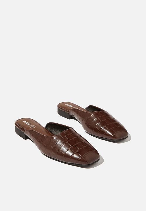 Cotton On - Jeri square line mule  - chocolate 