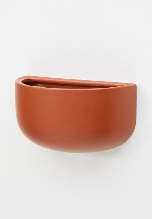 Present Time - Oval wall planter wide - clay
