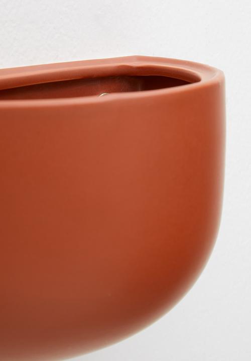 Present Time - Oval wall planter wide - clay