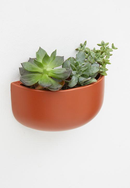 Present Time - Oval wall planter wide - clay