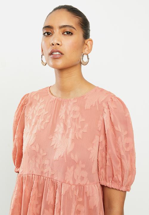 VELVET - Burn out puff sleeve blouse - pink