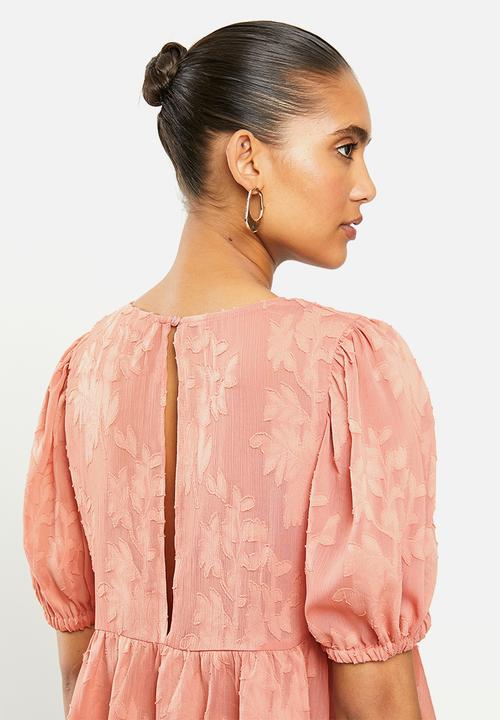 VELVET - Burn out puff sleeve blouse - pink