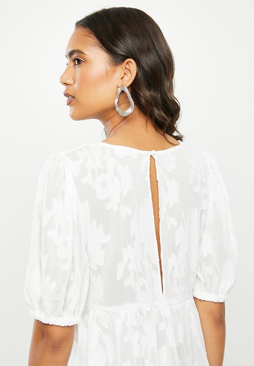 VELVET - Burn out puff sleeve blouse - white