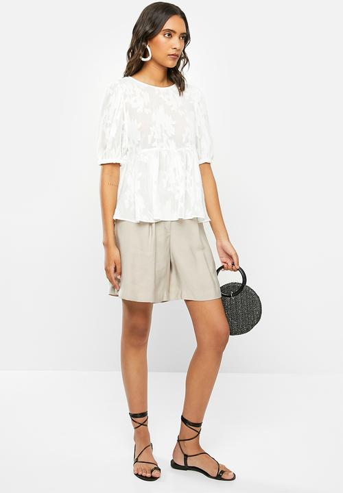 VELVET - Burn out puff sleeve blouse - white