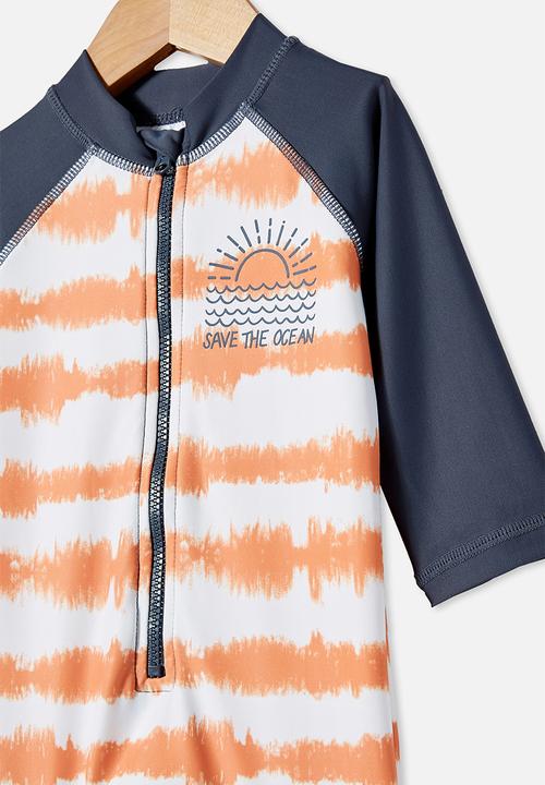 Cotton On - Cameron long sleeve swimsuit - dark melon tie dye
