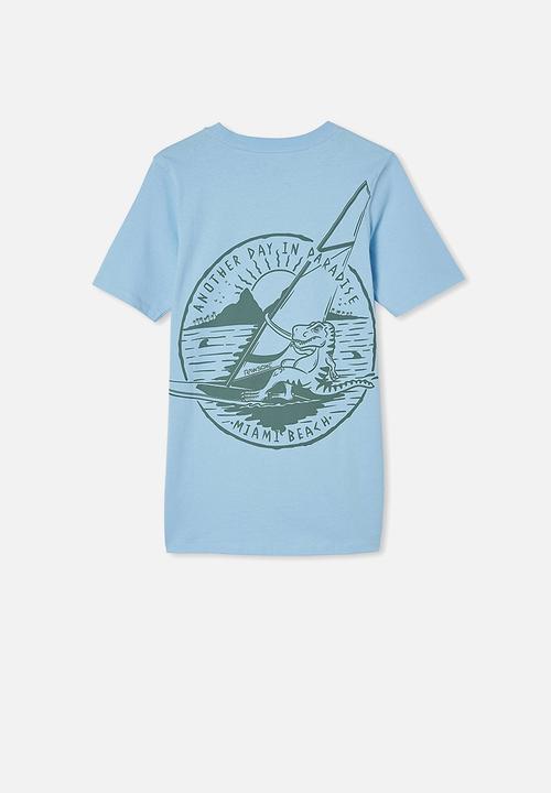 Free by Cotton On - Free boys skater short sleeve tee - sky haze