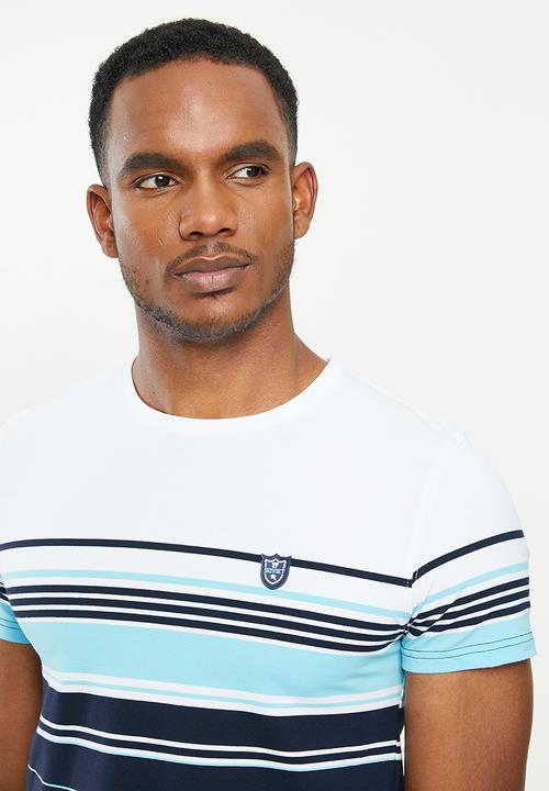 SOVIET - Rourke mens short sleeve fashion tee - white & blue