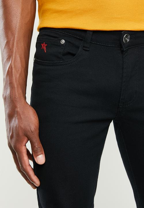 SOVIET - Strikers mens basic skinny denim - black