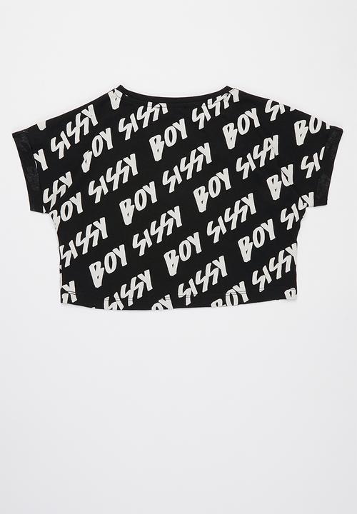 SISSY BOY - Boxy basic T-shirt - black & white