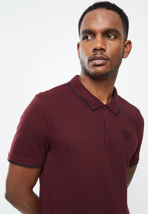 GUESS - Short sleeve Guess tipping polo - purple
