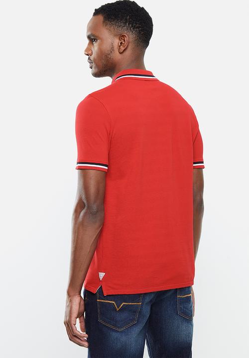 GUESS - Fashion polo with tipping - red