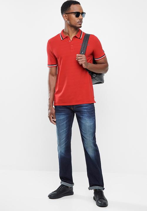 GUESS - Fashion polo with tipping - red