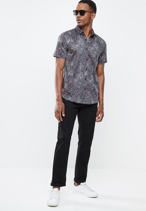 GUESS - Luxe summer confetti short sleeve shirt - black 