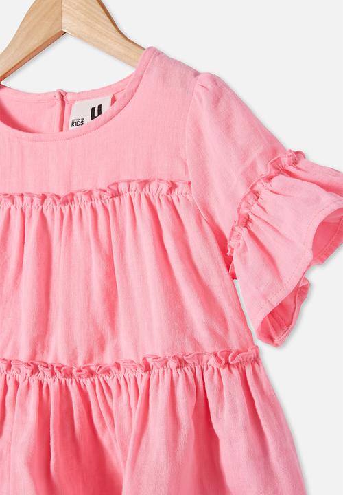 Cotton On - Frede short sleeve frill top - cali pink
